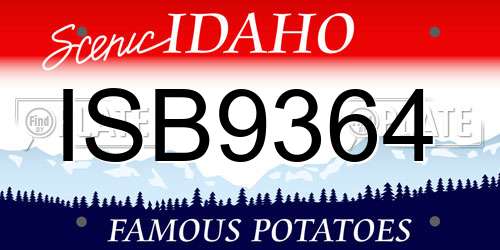 ISB9364 Idaho License Plate