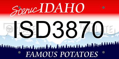 ISD3870 Idaho License Plate