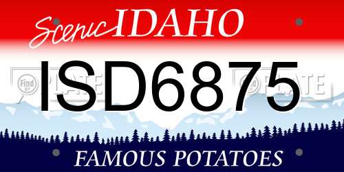 ISD6875 Idaho License Plate