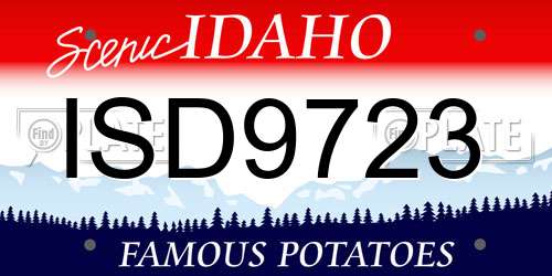 ISD9723 Idaho License Plate