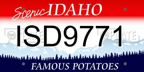 ISD9771 Idaho License Plate