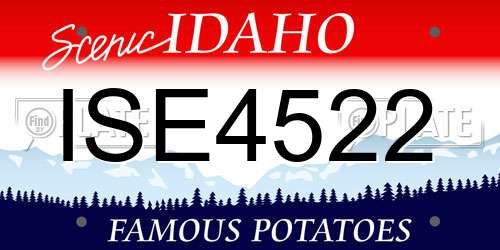 ISE4522 Idaho License Plate