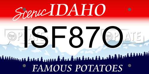 ISF87O Idaho License Plate
