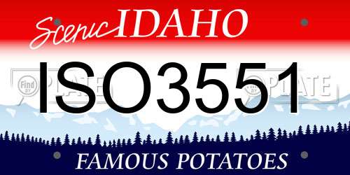 ISO3551 Idaho License Plate