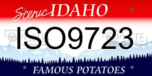 ISO9723 Idaho License Plate