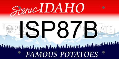 ISP87B Idaho License Plate