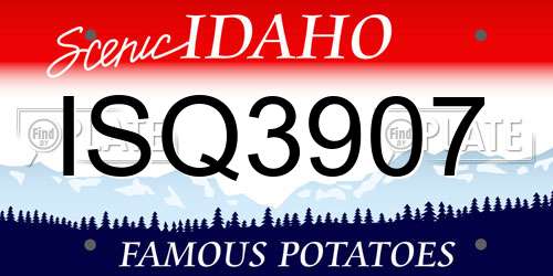 ISQ3907 Idaho License Plate
