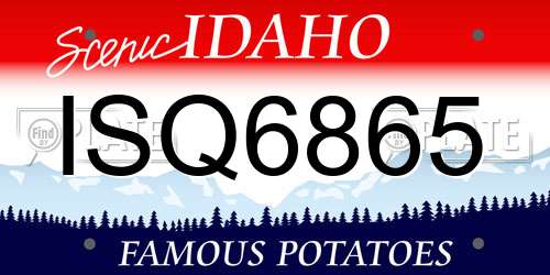 ISQ6865 Idaho License Plate