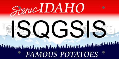 ISQGSIS Idaho License Plate