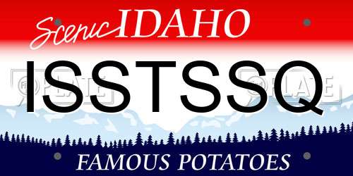 ISSTSSQ Idaho License Plate