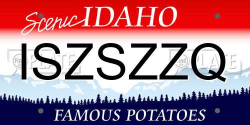 ISZSZZQ Idaho License Plate