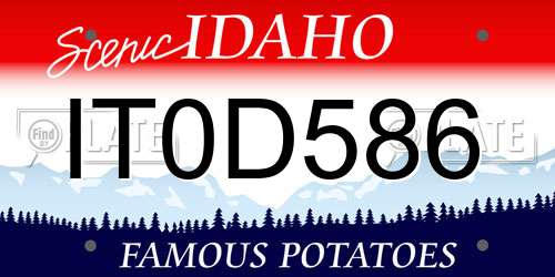 IT0D586 Idaho License Plate