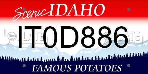 IT0D886 Idaho License Plate