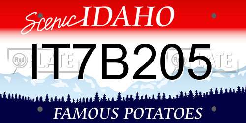 IT7B205 Idaho License Plate