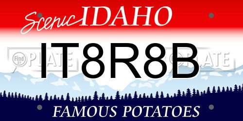 IT8R8B Idaho License Plate
