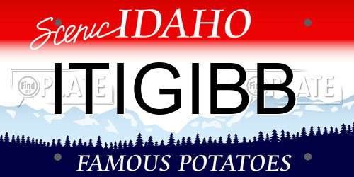 ITIGIBB Idaho License Plate