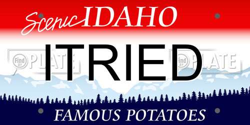 ITRIED Idaho License Plate