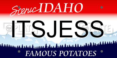 ITSJESS Idaho License Plate