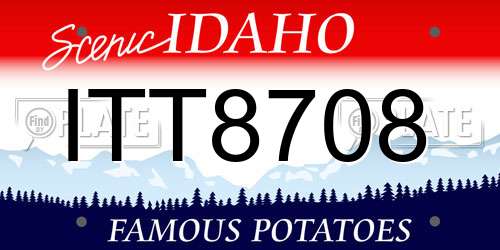 ITT8708 Idaho License Plate