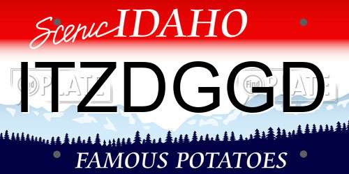 ITZDGGD Idaho License Plate