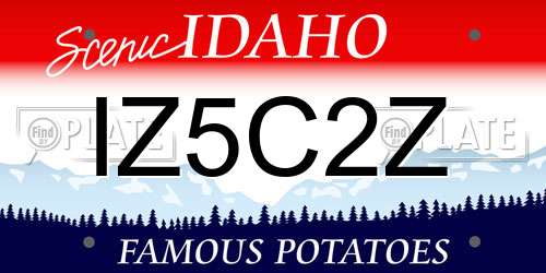 IZ5C2Z Idaho License Plate