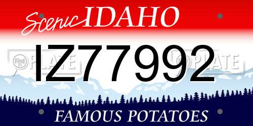 IZ77992 Idaho License Plate