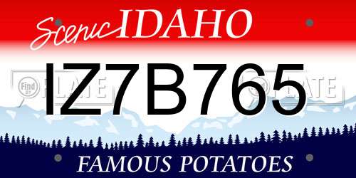 IZ7B765 Idaho License Plate