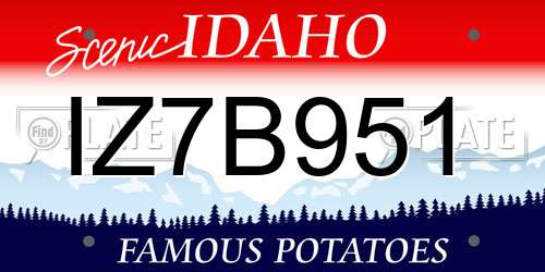 IZ7B951 Idaho License Plate