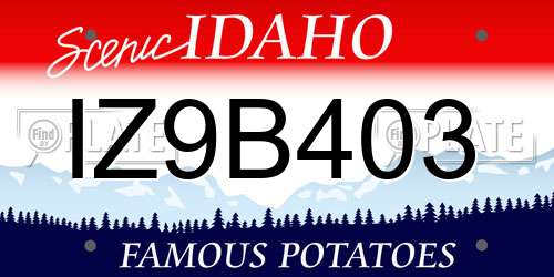 IZ9B403 Idaho License Plate