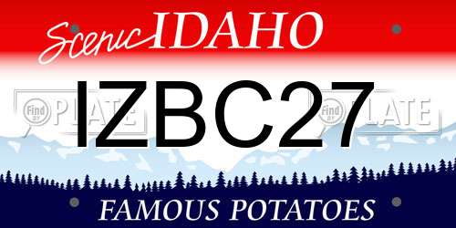 IZBC27 Idaho License Plate