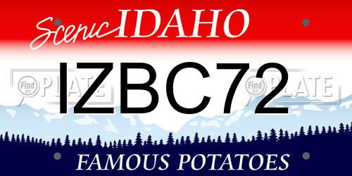 IZBC72 Idaho License Plate
