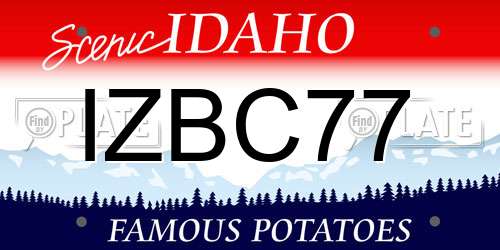 IZBC77 Idaho License Plate