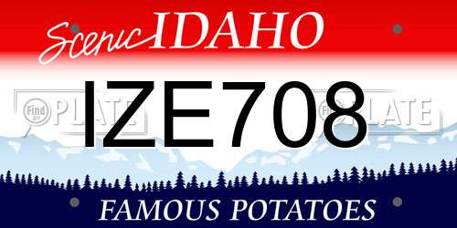 IZE708 Idaho License Plate