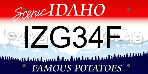 IZG34F Idaho License Plate