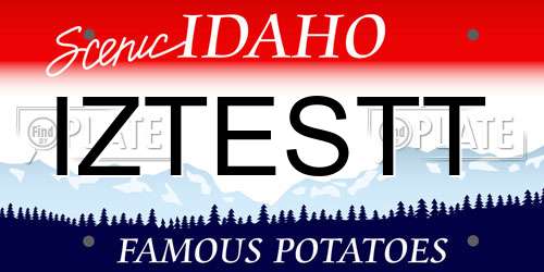 IZTESTT Idaho License Plate