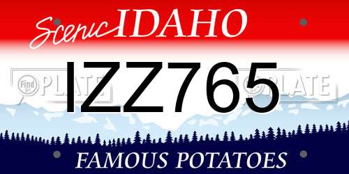 IZZ765 Idaho License Plate