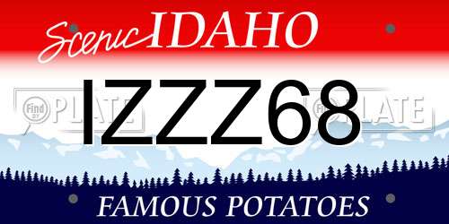 IZZZ68 Idaho License Plate