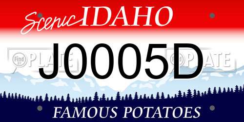 J0005D Idaho License Plate