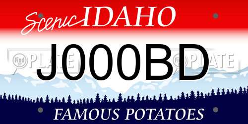 J000BD Idaho License Plate