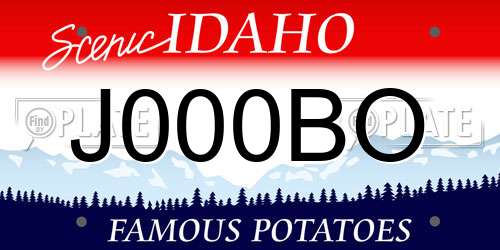 J000BO Idaho License Plate