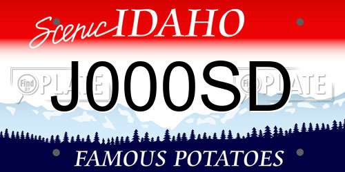 J000SD Idaho License Plate