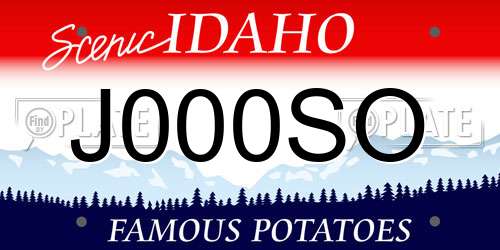 J000SO Idaho License Plate