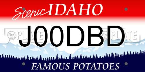 J00DBD Idaho License Plate