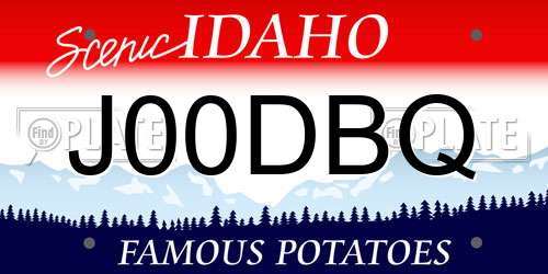 J00DBQ Idaho License Plate