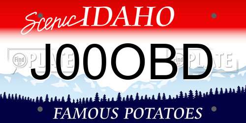 J00OBD Idaho License Plate