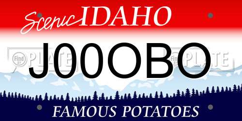J00OBO Idaho License Plate
