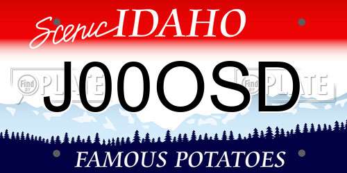 J00OSD Idaho License Plate