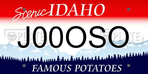 J00OSO Idaho License Plate