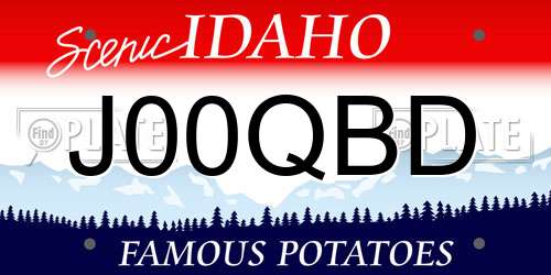 J00QBD Idaho License Plate