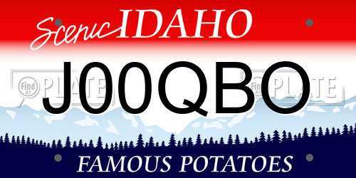 J00QBO Idaho License Plate
